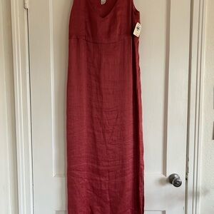 Airy cranberry linen/silk dress